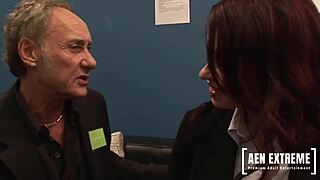 Teen secretary Olga Cabeava is introduced to her new office by three eager colleagues