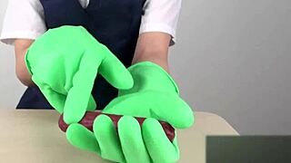 handjob with latex gloves