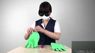 handjob with latex gloves