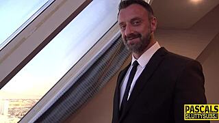 the submissive blonde fetishist jerks off her master in this bdsm scene