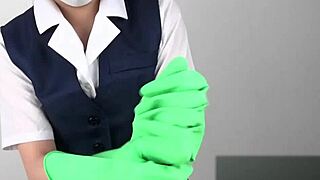 handjob with latex gloves
