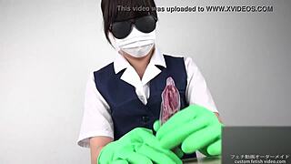 handjob with latex gloves