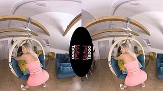 virtual taboo - the blonde masturbating her shaved pussy in pov