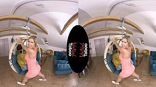 virtual taboo - the blonde masturbating her shaved pussy in pov