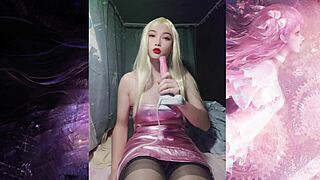 wanna watch a shemale in pink tube top stroke her big dick?