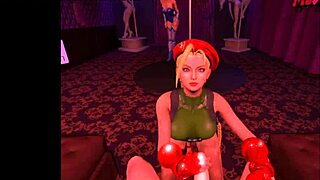 Cammy White rides cock in virtual reality game cosplay
