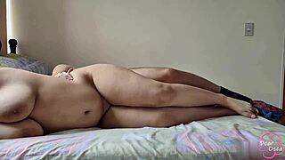 Alone at home, girlfriend rides passionately in different angle