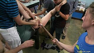 bound babe dp banged in public shop, ever seen such a wild display?