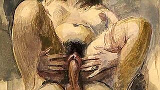 check out this vintage erotic illustration with steamy retro vibes