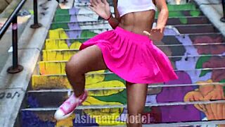 Young Hairy Babe Dances Publicly With Nip Slip And Upskirt Tease