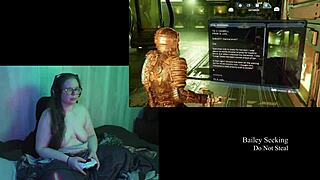Playing naked through Deadspace part 2 with big tits