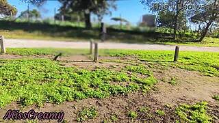 flashing my cock in public park, stepdaughter helps cumshot