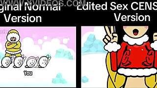 bent over lesbian dildo play in rhythm heaven fever