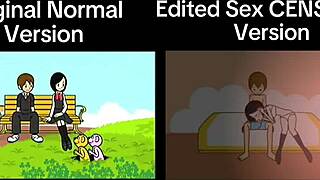 bent over lesbian dildo play in rhythm heaven fever