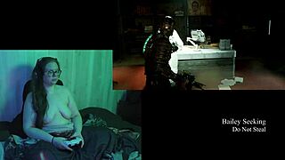 Playing naked through Deadspace part 2 with big tits