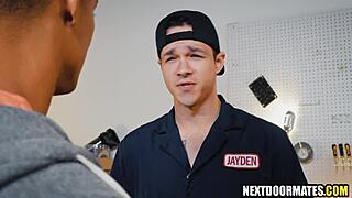 Hung Repairman Jayden Marcos Gives AJ Sloan Special Assfucking Service