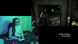 Playing naked through Deadspace part 2 with big tits