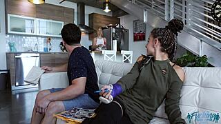 Yo, Sloan Harper doing homework with stepson