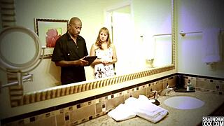 Shower head teaser blonde milf sucking cock in interracial deepthroat roleplay.