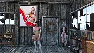 Skinny Cute Brunette in Sexy Fallout 4 Hentai Scene at Home