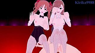 Mikoto Misaka and Kuroko Shirai in Bunny Girl 3P Hentai Sex