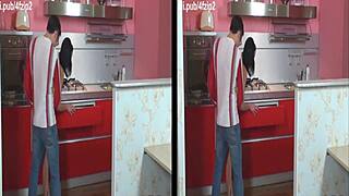 3d husband has fun in the kitchen