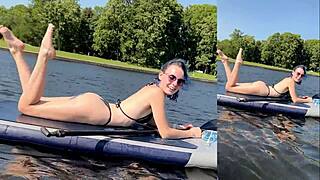 bikini babe's sunset date on paddle boards turns into a steamy creampie night