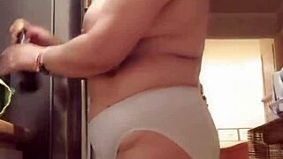 wife in kitchen wearing big panties, damn hot!