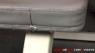 Ninety nine with asshole tattoo does sex workout at gym