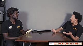 Muscle Security Officer Bareback Drills Gay Guy After Hot Blowjob