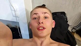 Young blond guy handles two muscled hunks' cocks separately