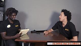 Muscle Security Officer Bareback Drills Gay Guy After Hot Blowjob