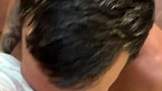 Skinny twink gets a big cock cumshot in the garden