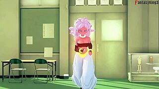 Android 21 transforms in Dragon Ball Zex, sheer fantasy with crossdressing monster.