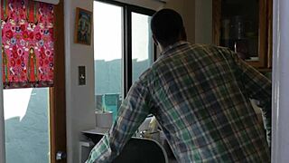 Curvy ebony milf bent over for doggystyle pounding after hot sucking