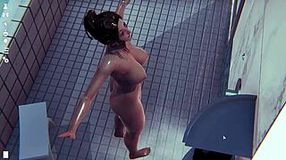Big tits shower: A detailed 3d cartoon hentai scene with bathing and sex