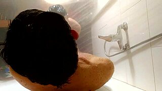 Monster Cock In Shower! Recorded From Ceiling!