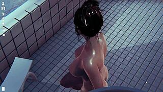Big tits shower: A detailed 3d cartoon hentai scene with bathing and sex