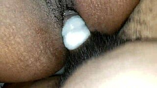 Intense car creampie with ebony babe using a condom