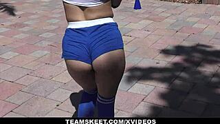 so this sexy cheerleader aria banks was sucking and riding till she screamed in orgasm