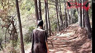 Gothic Elf Teen Masturbates Outdoors in Forest with Toy