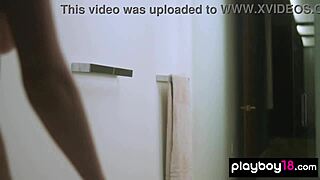 Skinny All Natural Naked Beauty Ivy Rose Poses in Sauna