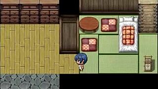 Tanned Natsuki enjoys a naked bath after chatting with perverted villagers in hentai ep 3.