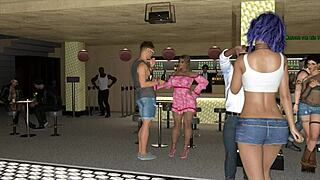 Nasty city hentai episode 2 intense strip poker leads to gloryhole footjob and massive bukkake cumshot