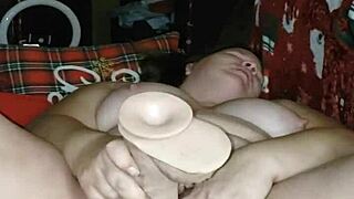 Milf Squirts Hard with 2 Huge Dildos, What a Mess! 😲