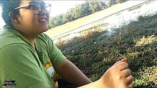 blowjob at the lake in public with friends 😜