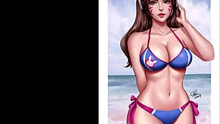 D VA from Overwatch in a steamy hentai compilation, rule 34 style.