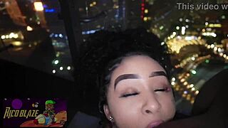 Ariel Love Sucks and Fucks Massive Cock on Balcony