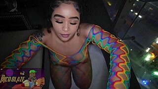 Ariel Love Sucks and Fucks Massive Cock on Balcony