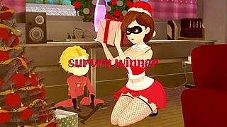 Helen Parr as Elastigirl Sucks the Wrong Santa in The Incredibles Full Fantasy Movie.